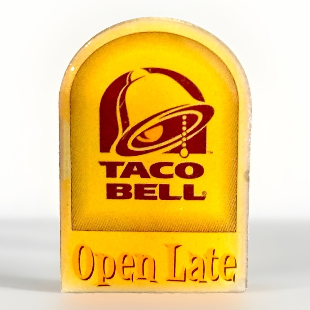 Taco Bell Open Late Vintage Employee Hat Pin 80s 90s Fast Food Collectible